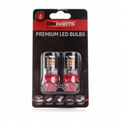 W21/5W LED ĹžĂĄrovky (30 x SMD 3020) ÄervenĂĄ CANBUS 7443CK 12/24V